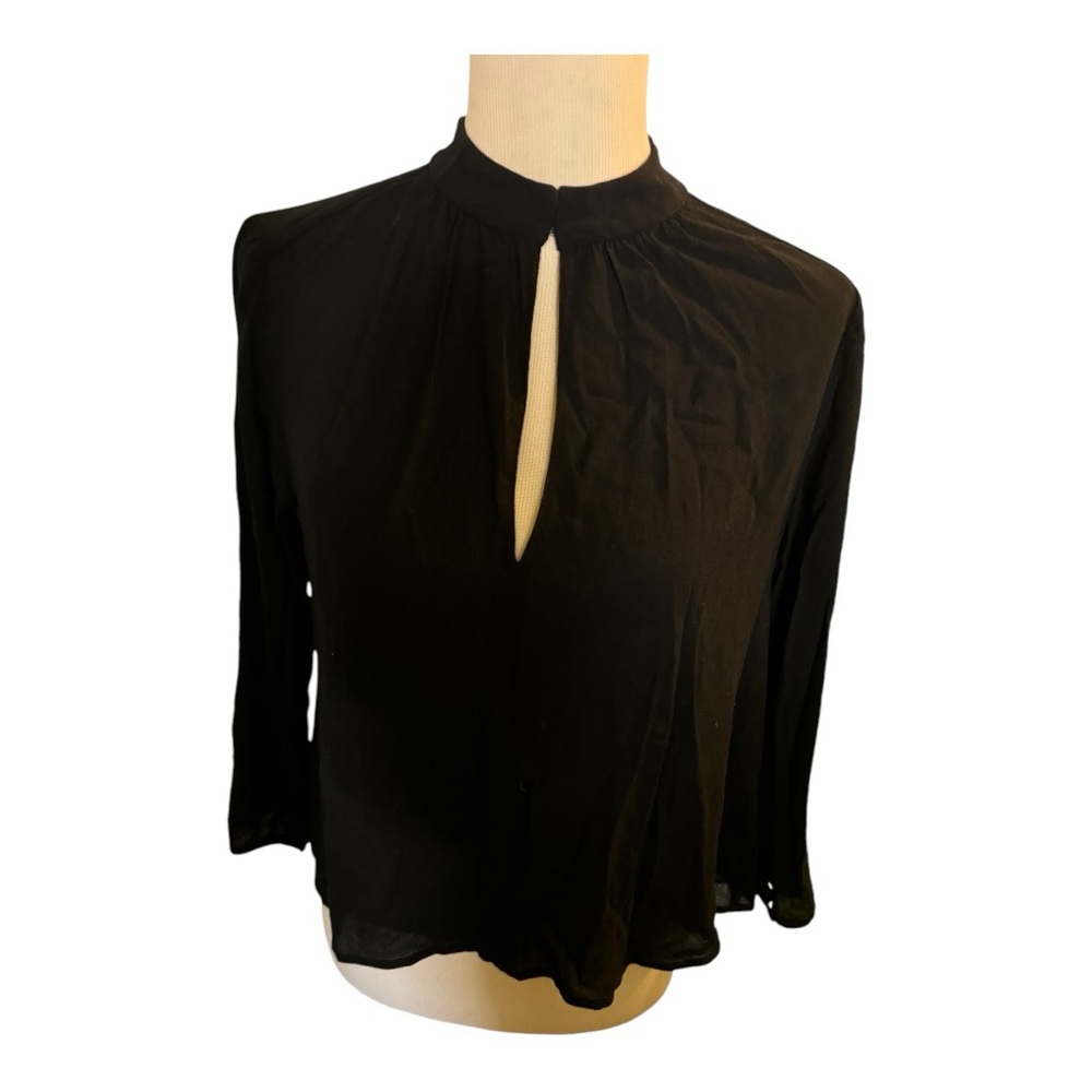 Babaton Small black long sleeve top with keyhole front